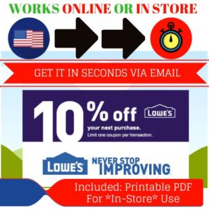 ONE (1X) 10% Off Lowes Printable Coupon Online Or In-Store